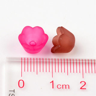 Mixed Frosted Acrylic Tulip Flower Bead Caps, Lily of the Valley, 10mm wide, 6mm thick, Hole:1.5mm (Packed 100 Pieces)