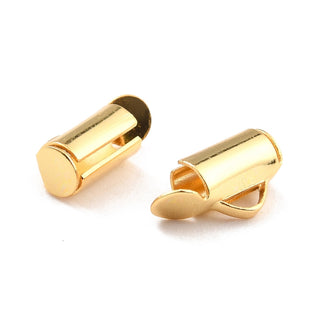 304 Stainless Steel Slide On End Clasp Tubes, Slider End Caps, Real 18K Gold Plated, 10.5x5.5x4mm, Hole: 3.5x1.5mm, Inner Diameter: 3mm.  (Packed 20 Clasps)
