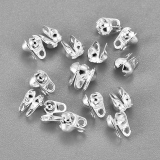 304 Stainless Steel Bead Tips, Calotte Ends, Clamshell Knot Cover, Silver, 5x3.5mm, Hole: 0.5mm.  (Packed 10)