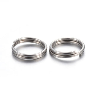 Tarnish Resistant 304 Stainless Steel Split Rings, Double Loops Jump Rings, Stainless Steel Color, 10x2mm, Inner Diameter: 8mm, Single Wire.  (Packed 50 rings)