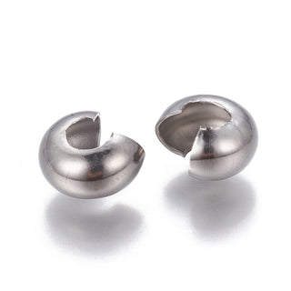 304 Stainless Steel Crimp Beads Covers, Stainless Steel Color, (9mm)   (10 pieces)