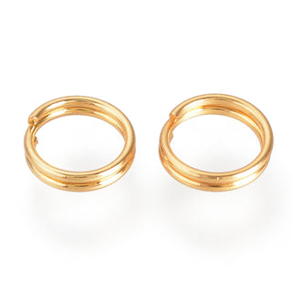 304 Stainless Steel Split Rings, Double Loops Jump Rings, Golden, 5x1.4mm, about 3.6mm inner diamete.  (Packed 50 rings)