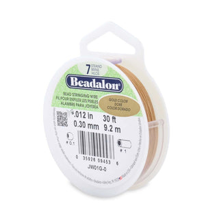 Beadalon (Bead Stringing Wire) GOLD Color *7 Strand (.012 in   30 Feet. 0.30mm. 9.2m)
