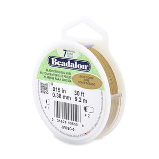 Beadalon 7 strand.  .015 in. 0.38mm.  Gold  Color.  30Ft