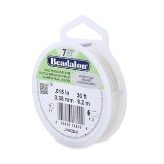 Beadalon (Bead Stringing Wire) Silver Color *7 Strand (.015 in   30 Feet. 0.38mm. 9.2m)