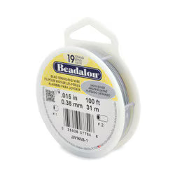 Beadalon (BEAD STRINGING WIRE) *19 Strand (100FT)   (.015in/ 0.38mm) *SATIN SILVER