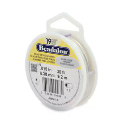 Beadalon (BEAD STRINGING WIRE) *19 Strand (30FT)  (.015in/ 0.38mm).  *SILVER COLOR