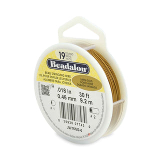 Beadalon (BEAD STRINGING WIRE) *19 Strand (30FT)  (.018in/ 0.46mm).  Satin Gold