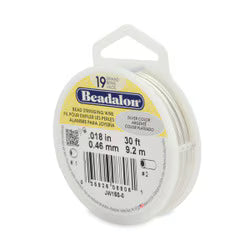 Beadalon (BEAD STRINGING WIRE) *19 Strand (30FT)  (.018in/ 0.46mm).  *SILVER COLOR
