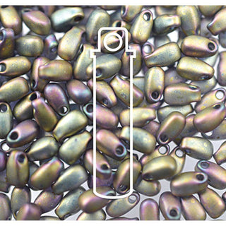 Miyuki LONG DROP.  3 x 5MM.  Matte Metallic Khaki Drop.  25GM TUBE.
