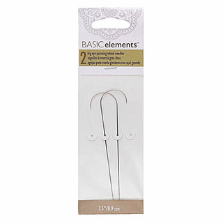 Curved Big Eye Spinning Wheel Needles- (Basic Elements Brand).  *3.5" Length.  Packed 2 Needles