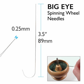 Curved Big Eye Spinning Wheel Needles- (Basic Elements Brand).  *3.5" Length.  Packed 2 Needles