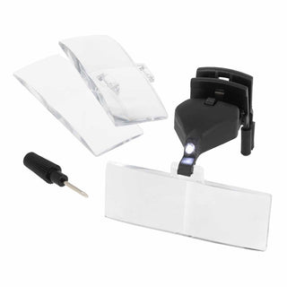 Clip-On Magnifier – Includes 3 Lenses (1.5x, 2.5x, 3.5x) w/ LED Light and Padded Clip