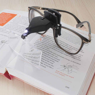 Clip-On Magnifier – Includes 3 Lenses (1.5x, 2.5x, 3.5x) w/ LED Light and Padded Clip
