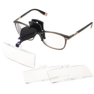 Clip-On Magnifier – Includes 3 Lenses (1.5x, 2.5x, 3.5x) w/ LED Light and Padded Clip