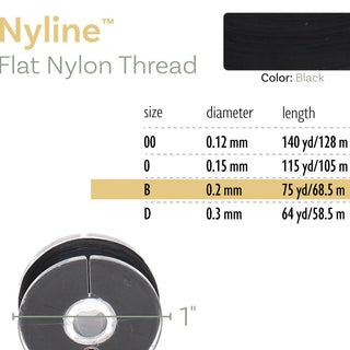 Nyline Thread (Size B/ .20mm).   75 Yards/ Spool (Single Spool).  *See Color Options