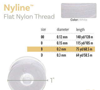 Nyline Thread (Size B/ .20mm).   75 Yards/ Spool (Single Spool).  *See Color Options
