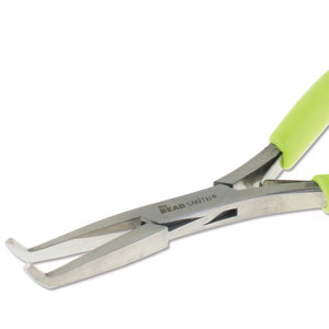MICRO-FINE BENT FLAT NOSE WITH SPRINGS 5 (125MM).  (Lime Green Handle)