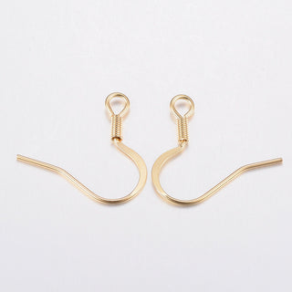 304 Stainless Steel Earring Hooks, Ear Wire, Real 18K Gold Plated, 18x20x3mm, Hole: 2mm; Pin: 0.8mm.  *Packed 10 (5 Sets)