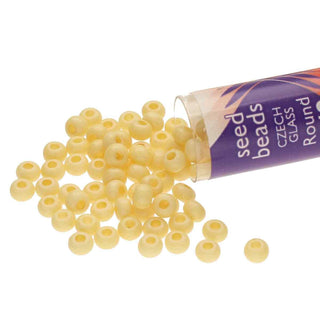 11/0 Czech  Round Seed Beads (Beige Dyed Chalk White)  *approx 23 gram tube.