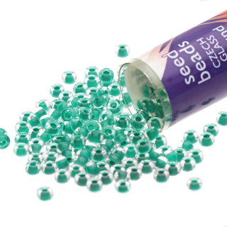11/0 Czech  (Terra Intensive Lined Sea Green). approx 24 gr tube.