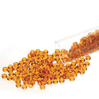 11/0 Czech  Round Seed Beads (Medium Topaz)  *approx 23 gram tube.