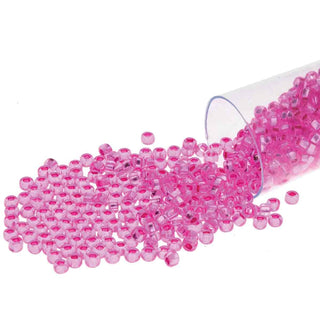 11/0 Czech  Round Seed Beads (Fuchsia Dyed S/L)  *approx 24 gram tube