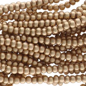 8/0 Czech Seed Beads (Pale Bronze Gold) 6 String/Hank  *Approx 39 gr