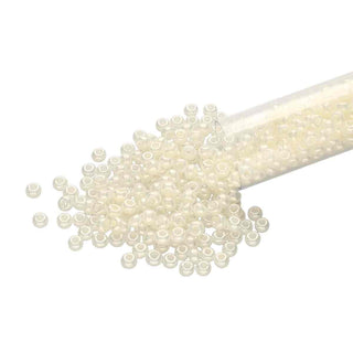 6/0 Czech  (White Pearl Ceylon)  6 String/Hnk -Approx 20 grams.  (Tube)