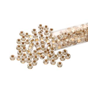 11/0 Czech Glass Round Seed Beads.  (Crystal Bronze Lined ) *24 gram TUBE
