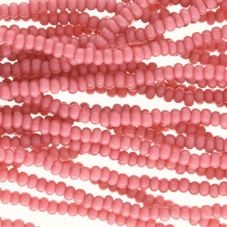 8/0 Czech Seed Beads (Pink Coral Opaque Solgel) 6 String/Hank  *Approx 39 gr