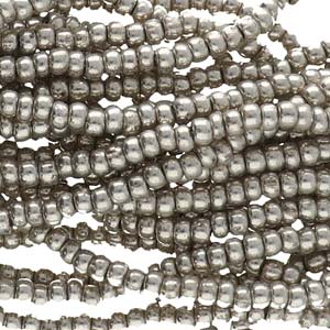 11/0 Czech Glass Seed Beads (Metallic Dark SILVER)