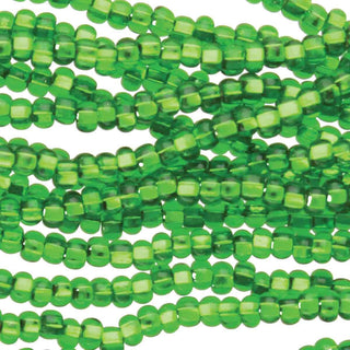 8/0 Czech (Medium GREEN S/L Silver Lined) 6 String/Hank  *Approx 39 gr