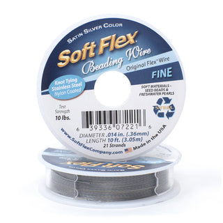 SOFT FLEX.   .014"/ .36mm DIA.   SATIN SILVER - 10FT.  21 Strands.