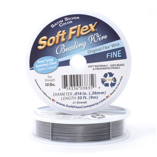 SOFT FLEX.   .014"/ .36mm DIA.   SATIN SILVER - 30FT.  21 Strands.