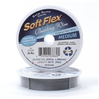SOFT FLEX.   .019"/ .48mm DIA.   SATIN SILVER - 30FT.  49 Strands.