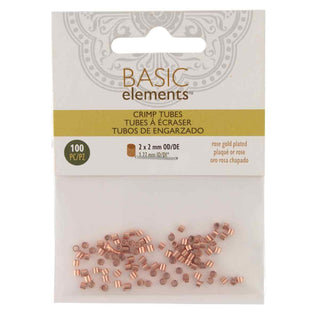 Crimp Tubes (2x 2mm)  Rose Gold-Plated  (100 pieces) *Resembles a Bright Copper