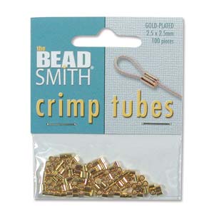 Crimp Tubes (2.5 x 2.5 mm)  Gold-Plated  (100 pieces).