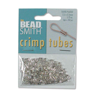 Crimp Tubes (2.5 x 2.5 mm)  Silver-Plated  (250 pieces).