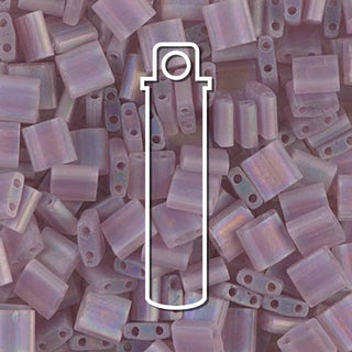 Miyuki TILA Beads.  5x5mm. 2 hole.  *Matte Transparent Smoke Amy AB  (7.2gr Vial).