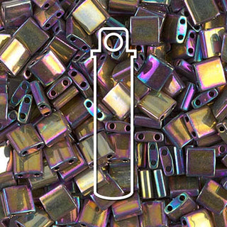 Miyuki TILA Beads.  5x5mm. 2 hole.  *Matte Metallic Purple Gold Iris. (7.2gr Vial).
