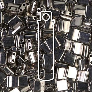 Miyuki TILA Beads.  5x5mm. 2 hole.  *Nickel Plated  (7.2gr Vial).