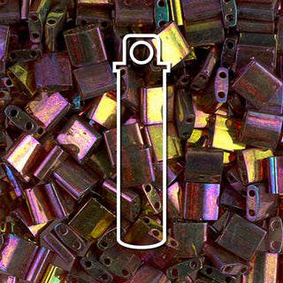 Miyuki TILA Beads.  5x5mm. 2 hole.  * Rose Gold Luster.  (7.2gr Vial).