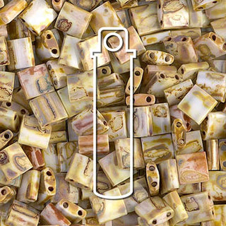 Miyuki TILA Beads.  5x5mm. 2 hole.  *Picasso Canary Yellow Matte .  (7.2gr Vial).