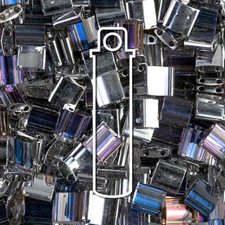 Miyuki TILA Beads.  5x5mm. 2 hole.  *Crystal Helio.  (7.2gr Vial).