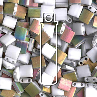 Miyuki TILA Beads.  5x5mm. 2 hole.  *Labrador Vitrail Matte  (7.2gr Vial).