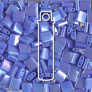 Miyuki TILA Beads.  5x5mm. 2 hole.  *Opaque Periwinkle AB (7.2gr Vial).