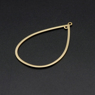 201 Stainless Steel Links, For Earring Making, Laser Cut, Teardrop, Golden, 42x25x1mm, Hole: 1.6mm (Packed 2)