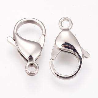Tarnish Resistant 304 Stainless Steel Lobster Claw Clasps, Parrot Trigger Clasps, Stainless Steel Color, 20x12.5x5mm, Hole: 2.5mm.  (Packed 1 Clasp)