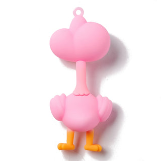 BIG Charm/Pendant.   PVC Plastic Cartoon Big Pendant, Ostrich.   (Pink). 78x33x20mm, Hole: 3mm . Sold Individually.
